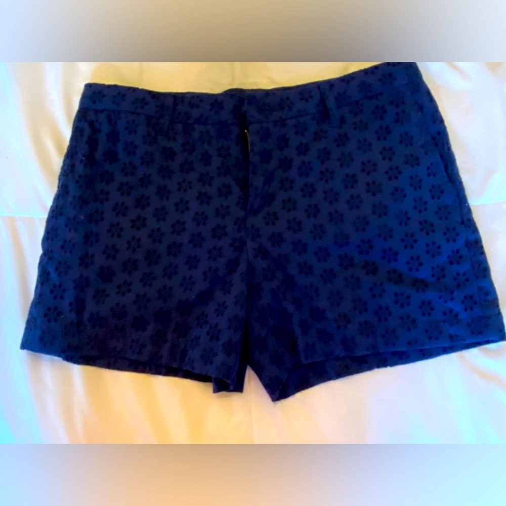 Navy blue eyelet shorts with 4 functioning pockets!